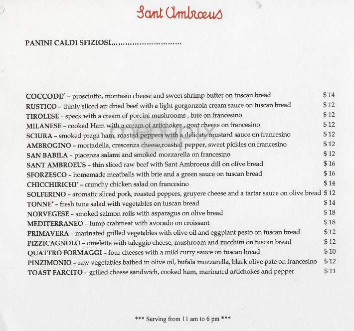 Sant Ambroeus - New York, NY menu_pic