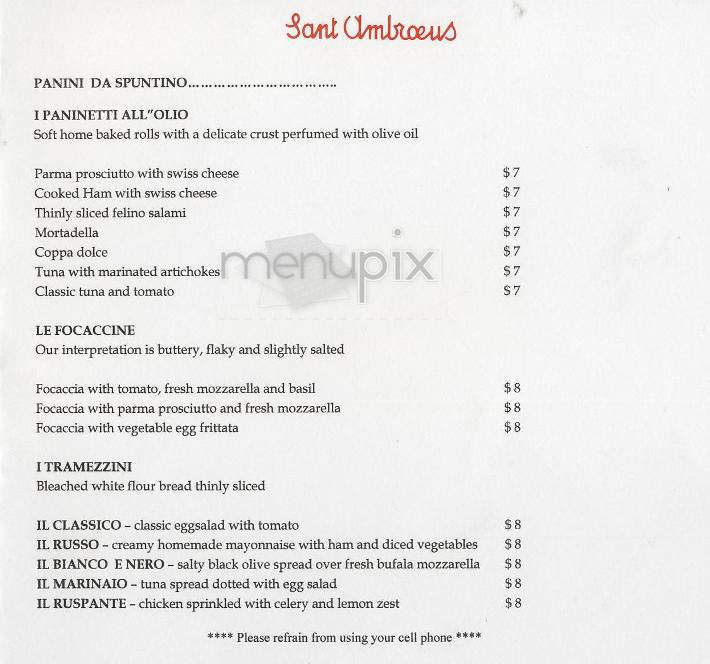 Sant Ambroeus - New York, NY menu_pic