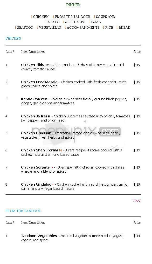 Sapphire - New York, NY menu_pic