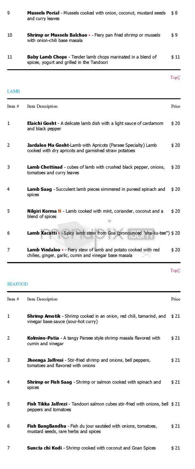 Sapphire - New York, NY menu_pic