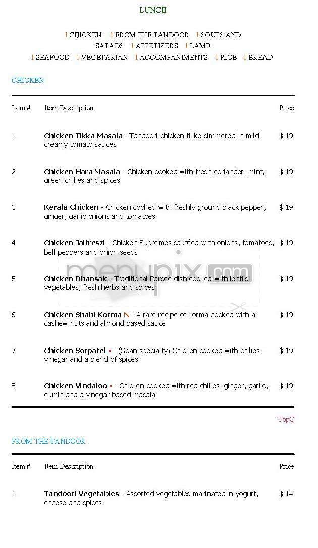 Sapphire - New York, NY menu_pic