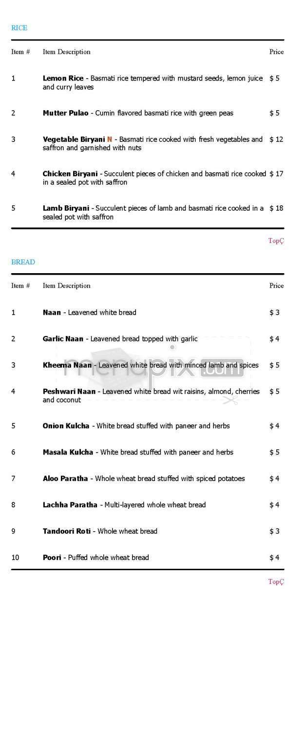 Sapphire - New York, NY menu_pic