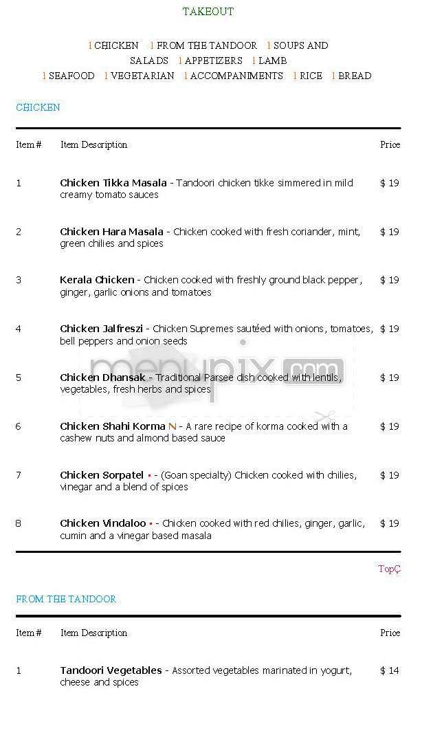 Sapphire - New York, NY menu_pic