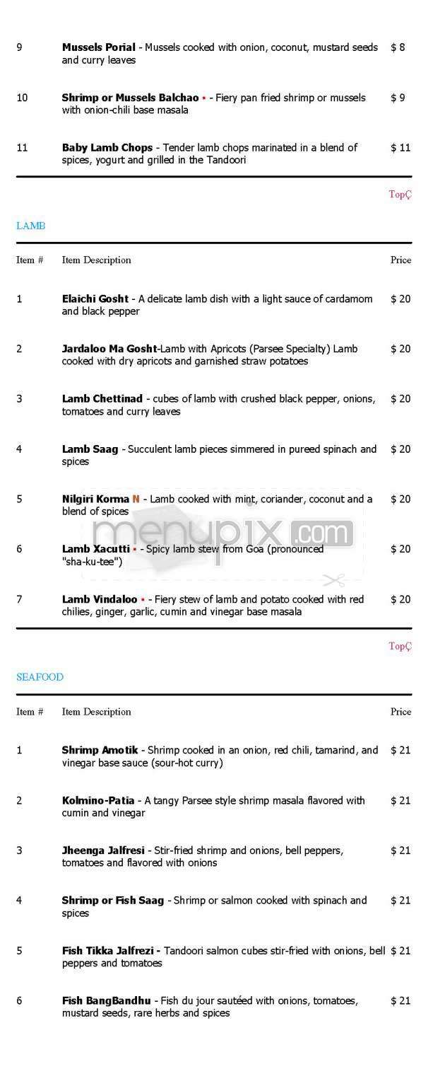 Sapphire - New York, NY menu_pic