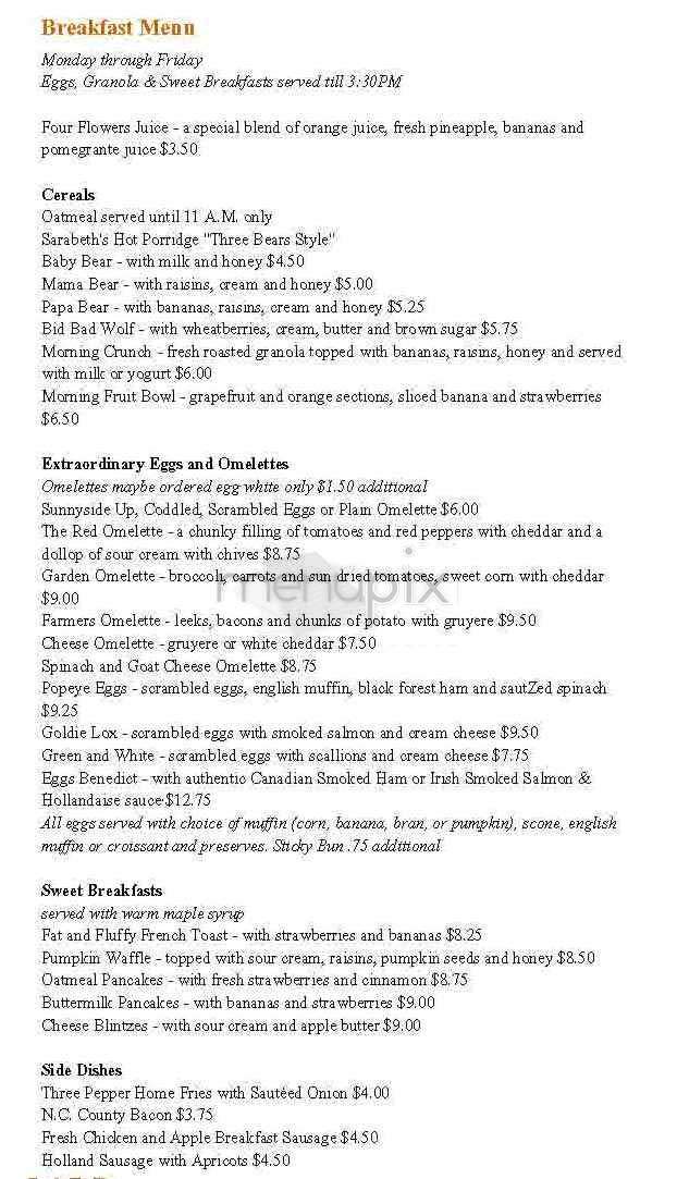 Sarabeth's West - New York, NY menu_pic
