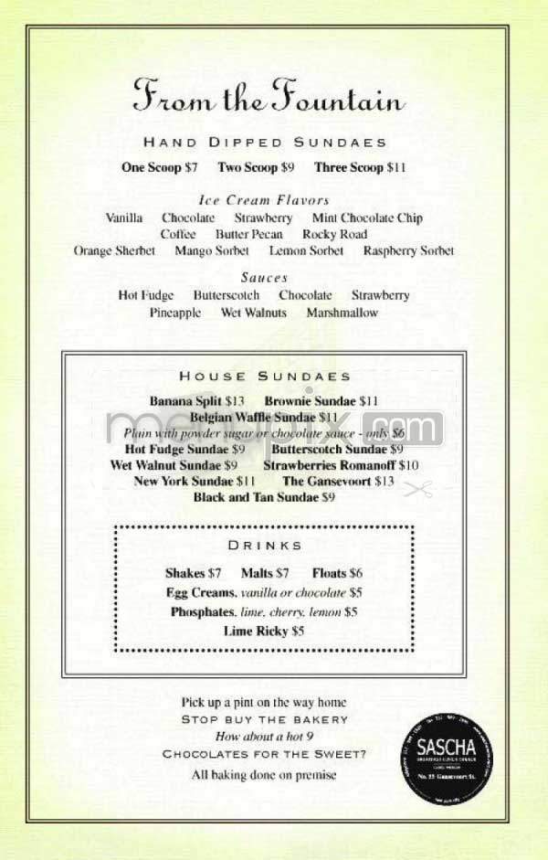Sascha - New York, NY menu_pic