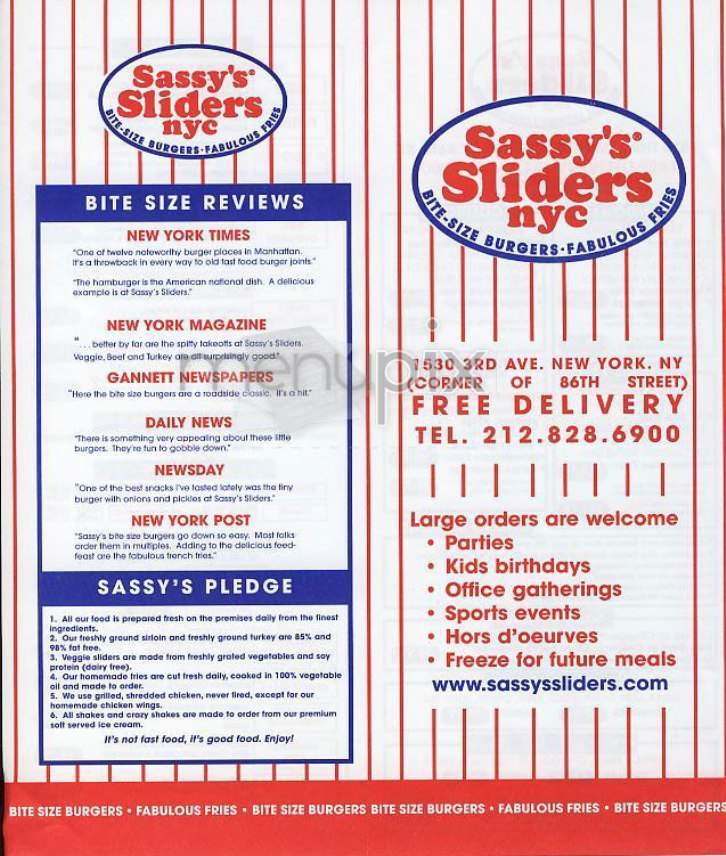 Sassy's Sliders NYC - New York, NY menu_pic