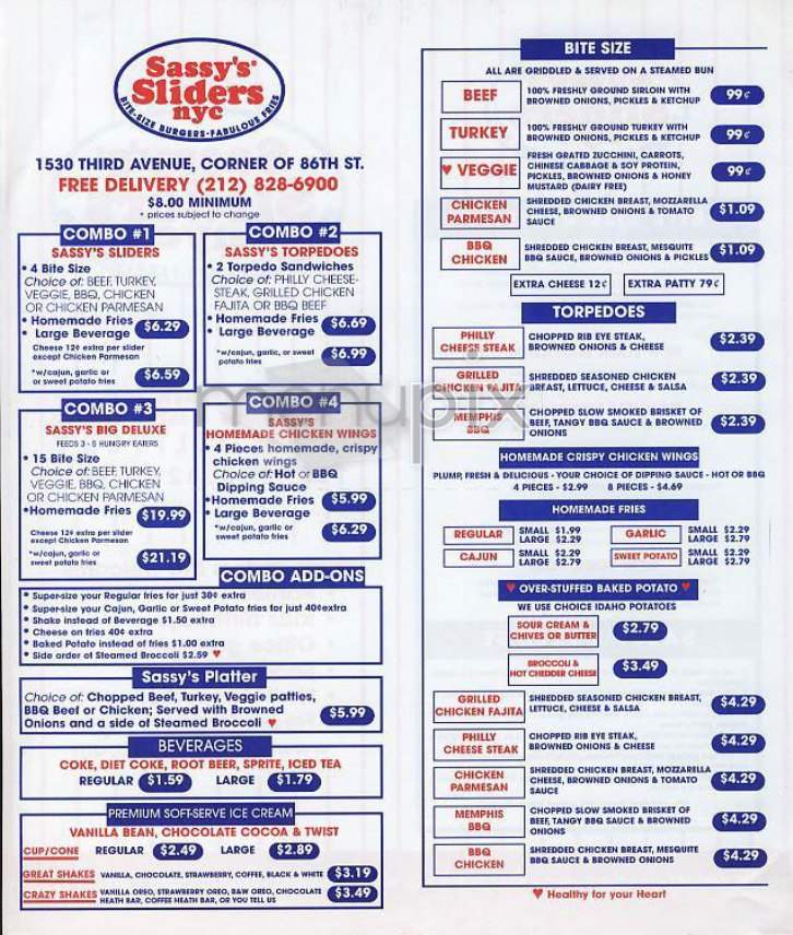 Sassy's Sliders NYC - New York, NY menu_pic