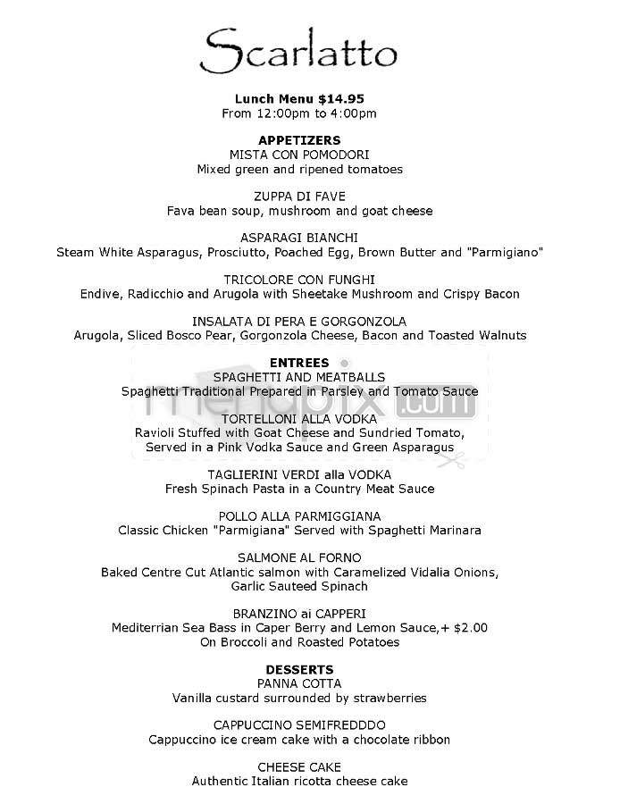 Scarlatto - New York, NY menu_pic