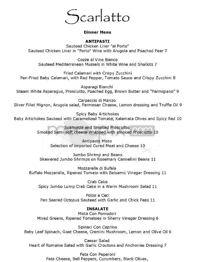 Scarlatto - New York, NY menu_pic