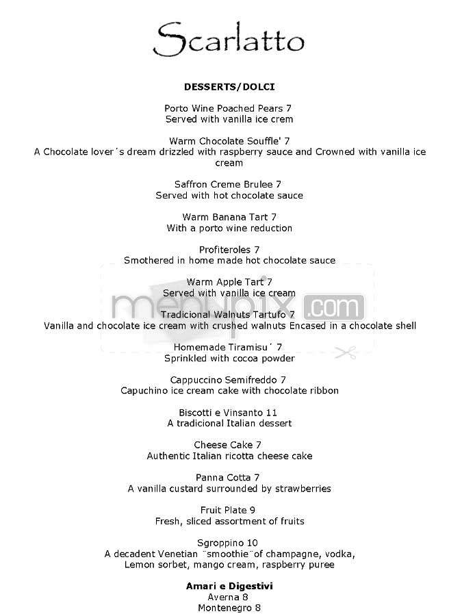Scarlatto - New York, NY menu_pic