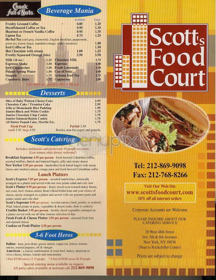 Scott's Food Court - New York, NY menu_pic