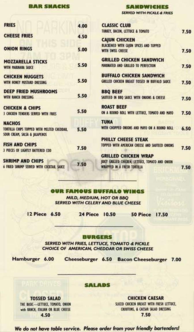 Scruffy Duffy's - New York, NY menu_pic