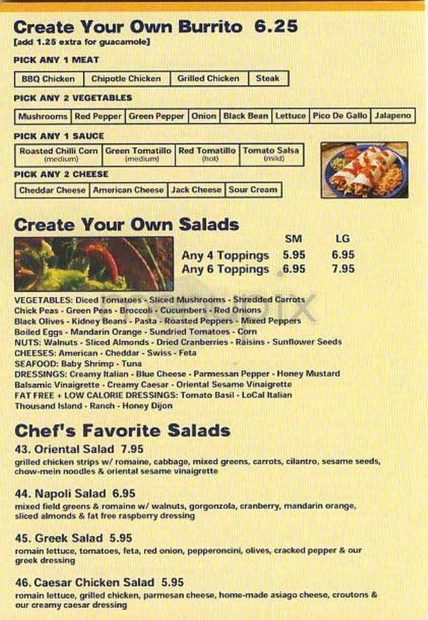 Seattle Cafe - New York, NY menu_pic