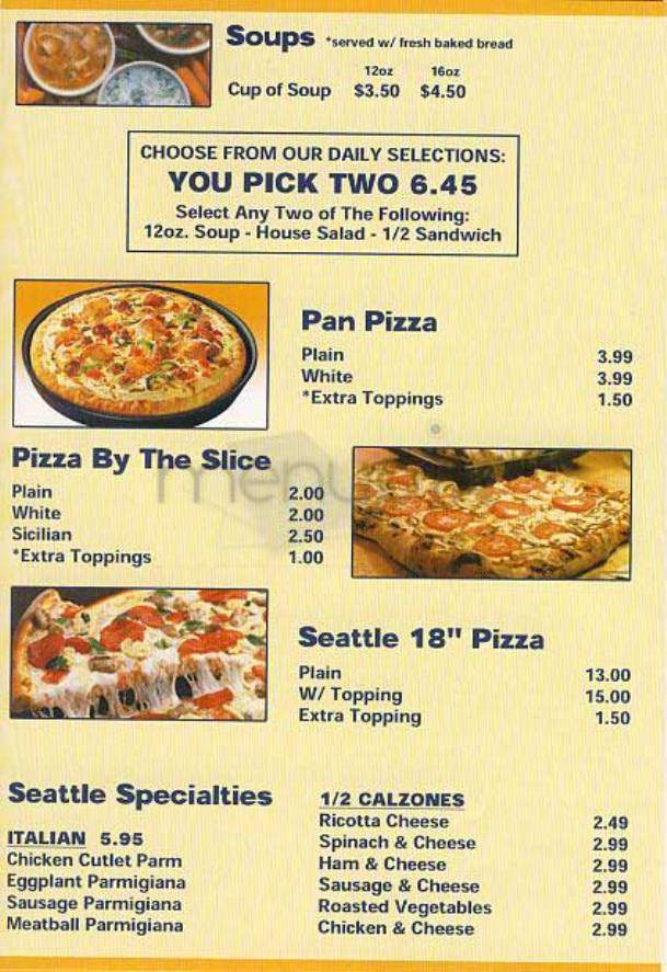Seattle Cafe - New York, NY menu_pic
