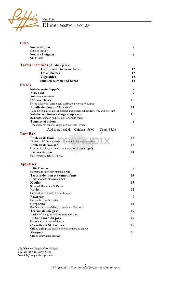 Seppi's - New York, NY menu_pic