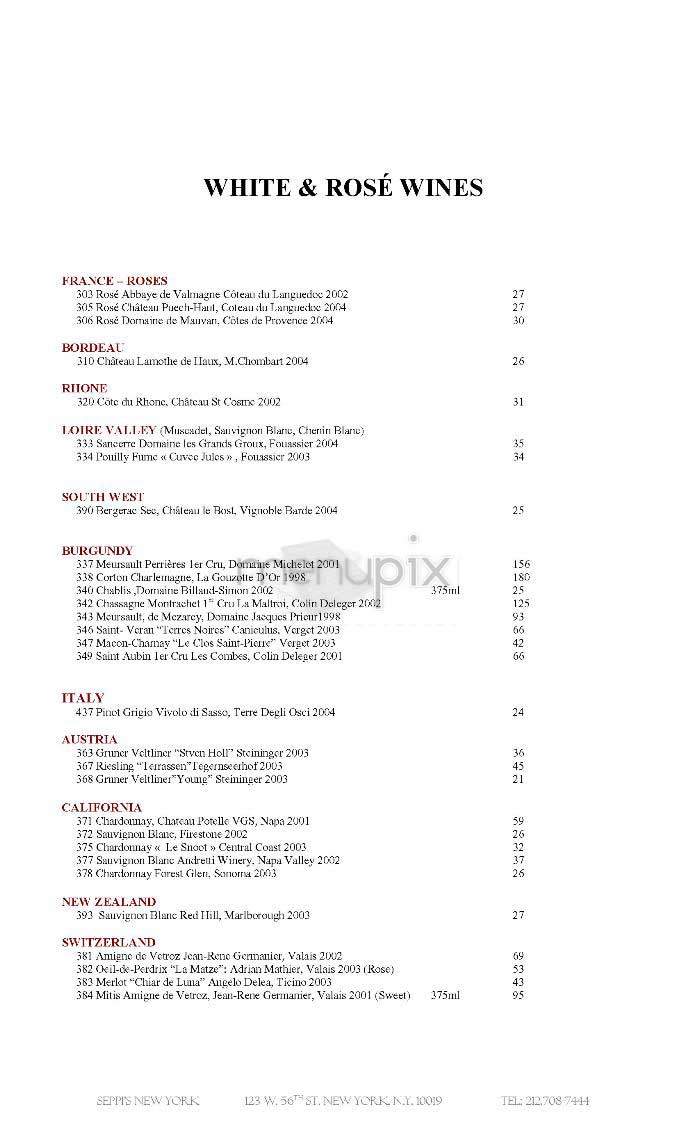 Seppi's - New York, NY menu_pic