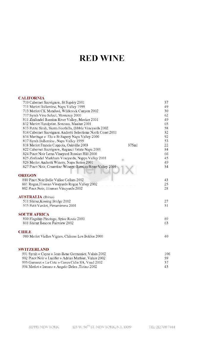 Seppi's - New York, NY menu_pic