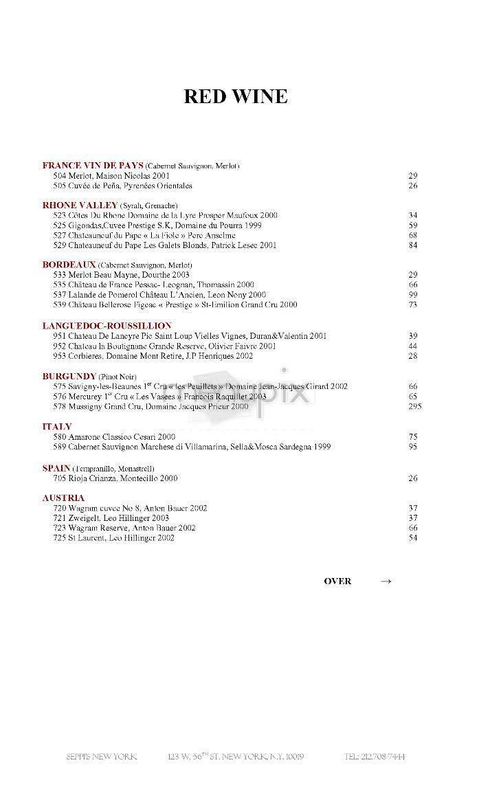 Seppi's - New York, NY menu_pic