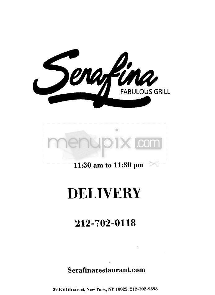 Serafina Fabulous Grill - New York, NY menu_pic