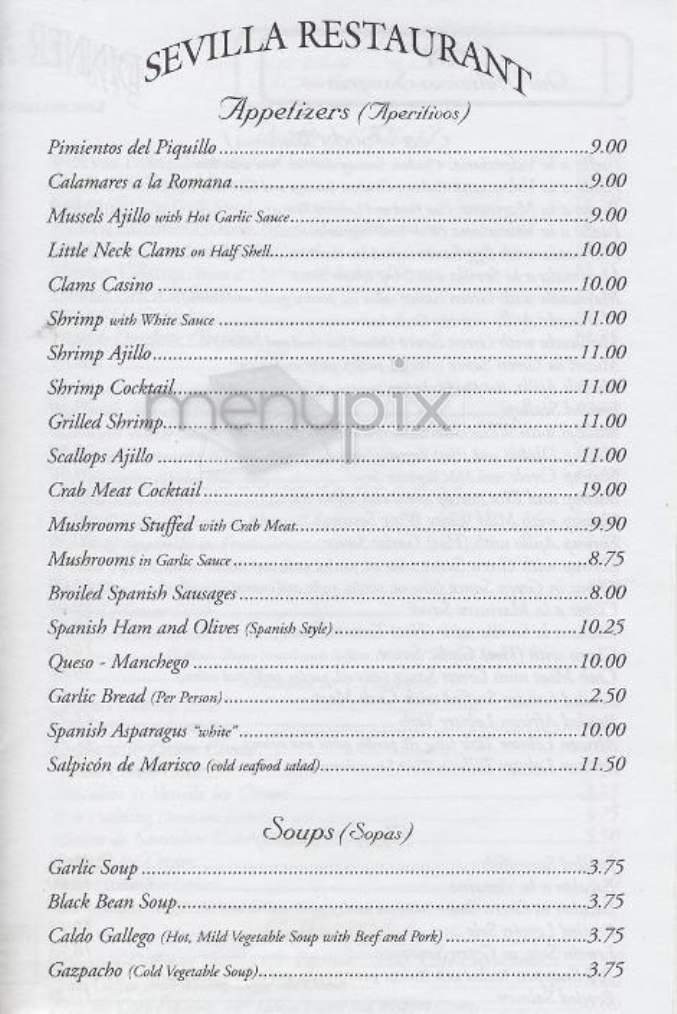 Sevilla - New York, NY menu_pic