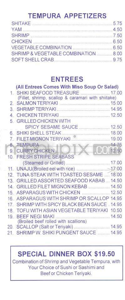 Shiki Sushi - New York, NY menu_pic