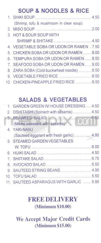 Shiki Sushi - New York, NY menu_pic