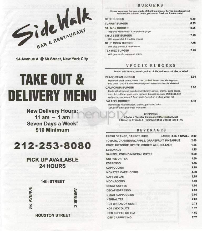 Sidewalk - New York, NY menu_pic