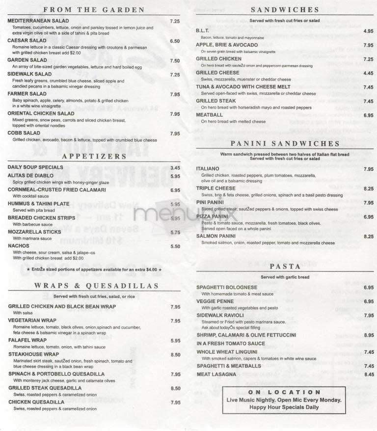 Sidewalk - New York, NY menu_pic