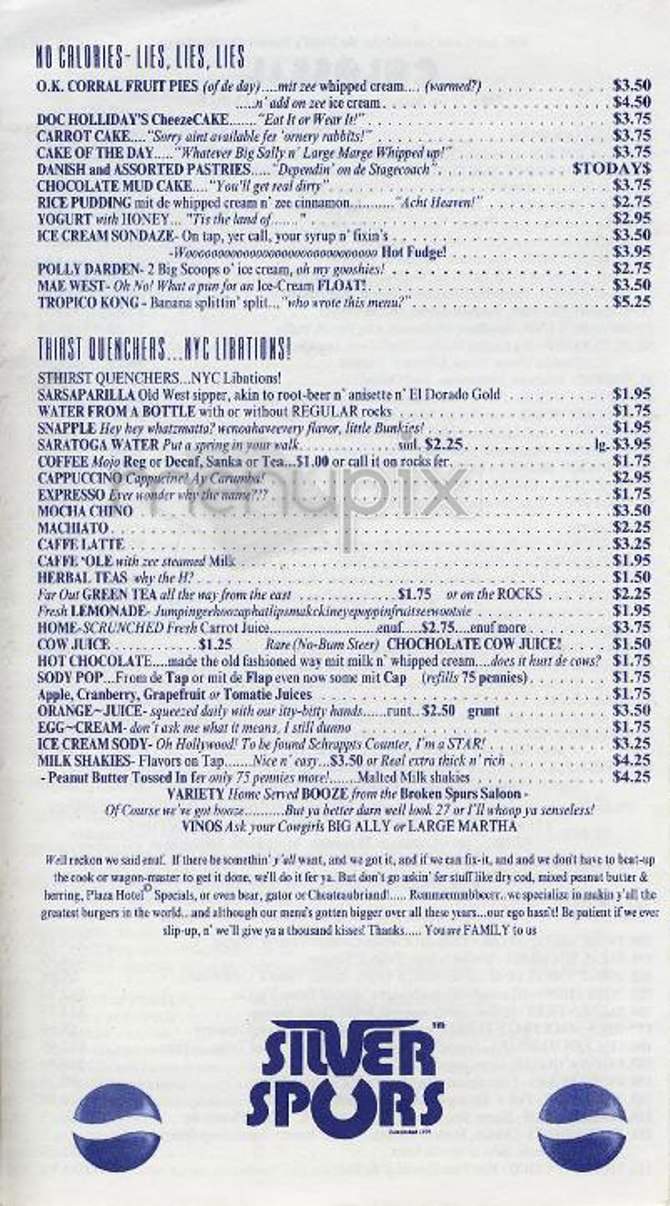 Silver Spurs - New York, NY menu_pic