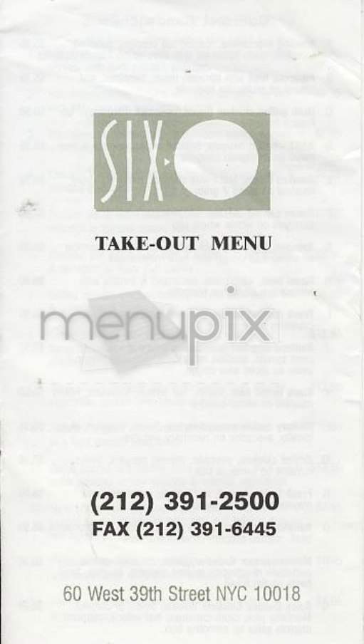Six O - New York, NY menu_pic