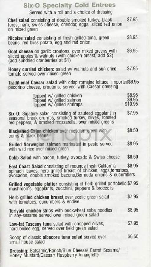 Six O - New York, NY menu_pic