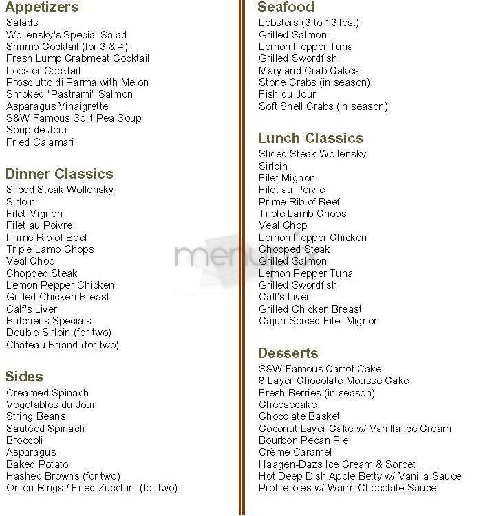 Smith & Wollensky - New York, NY menu_pic