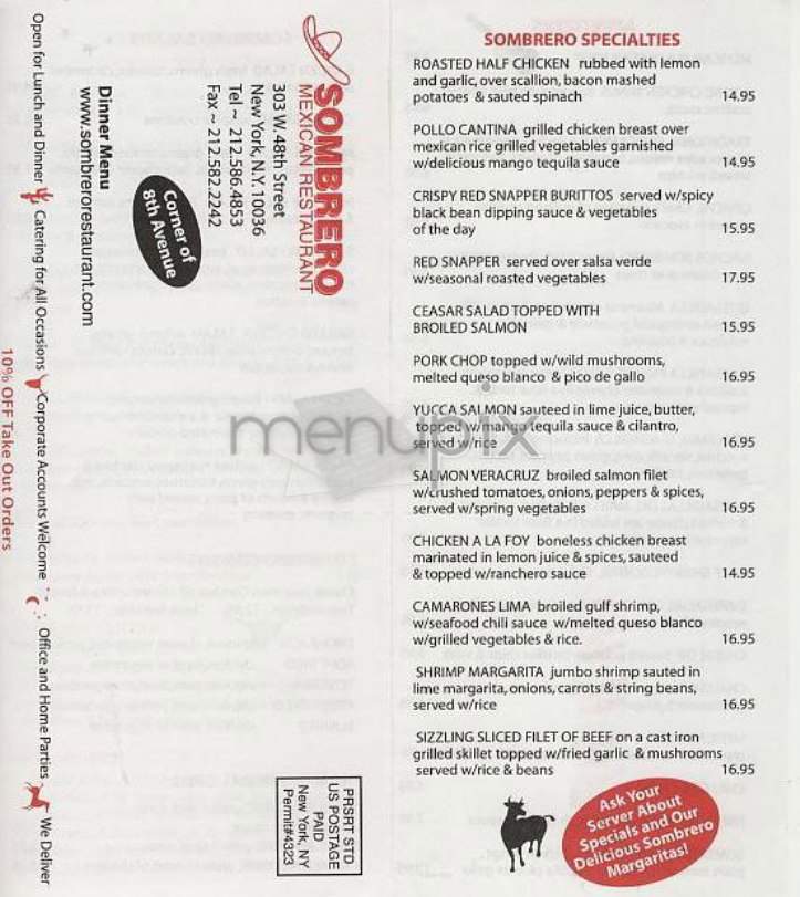 Sombrero - New York, NY menu_pic