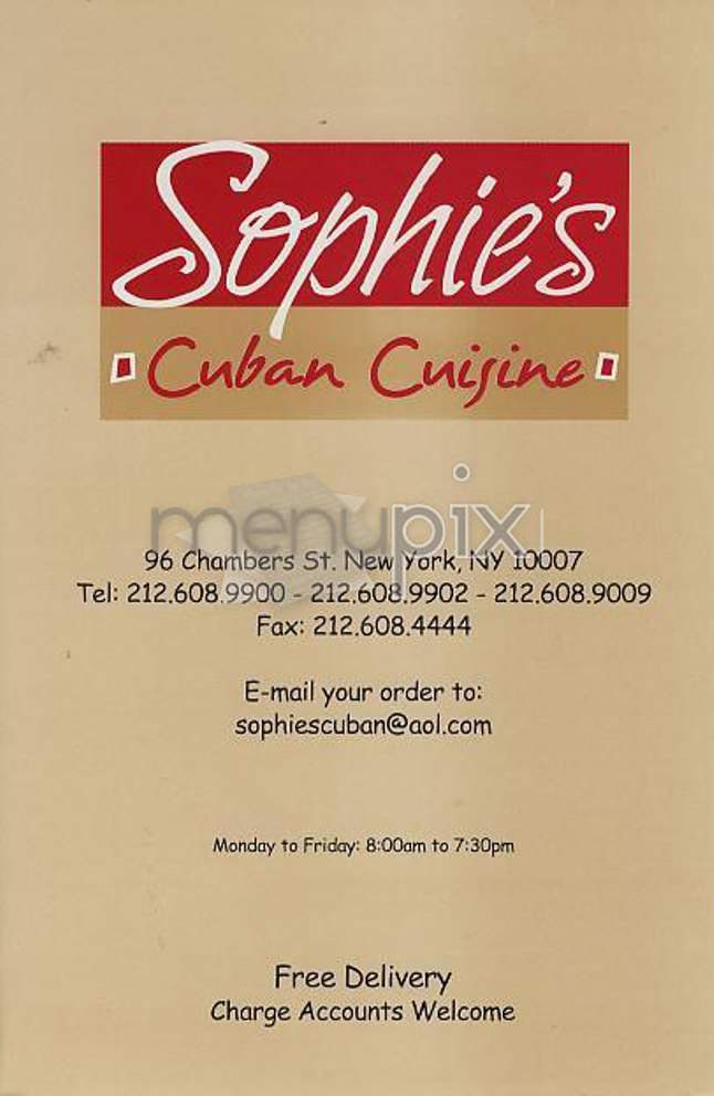 Sophie's - New York, NY menu_pic