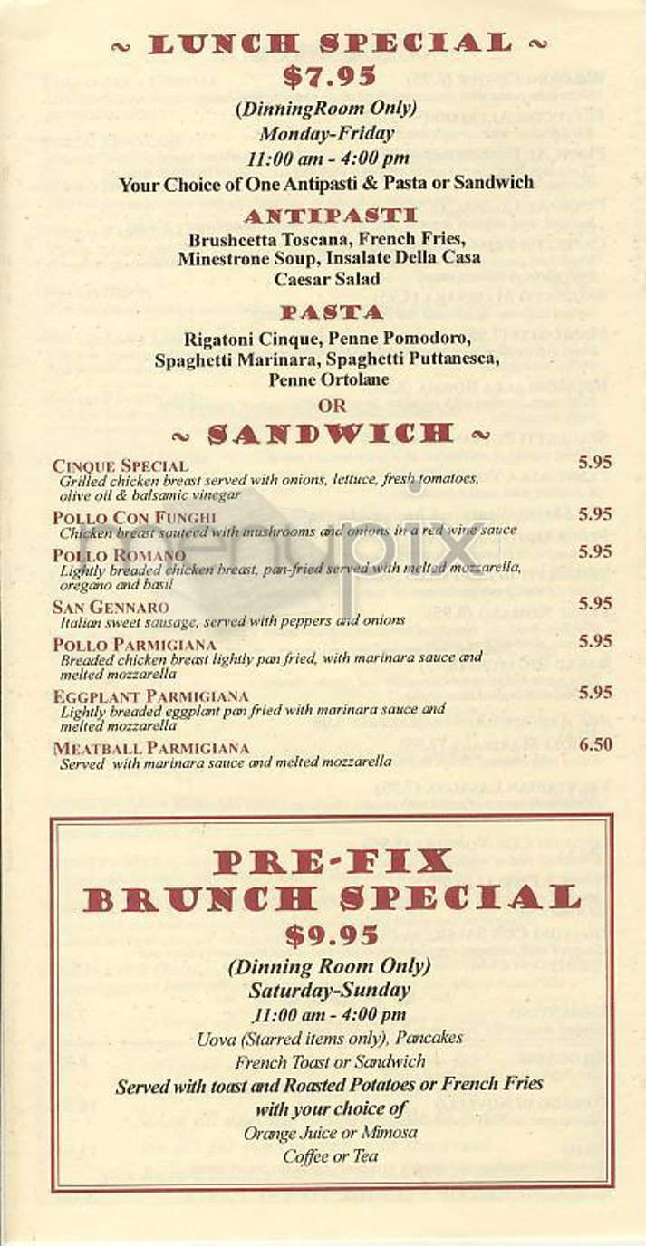 Sotto Cinque - New York, NY menu_pic