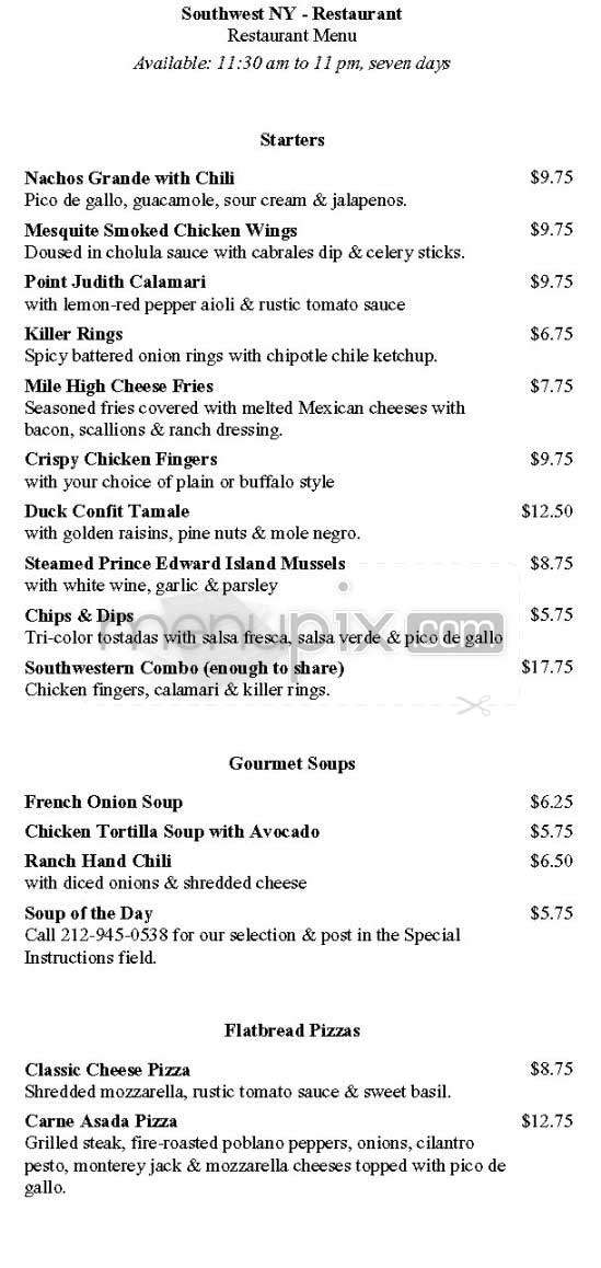 Southwest NY - New York, NY menu_pic