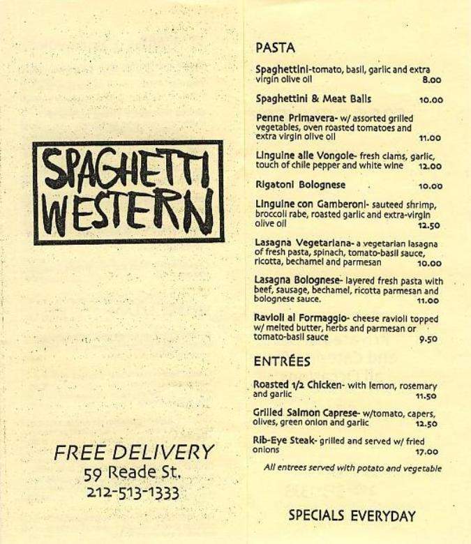 Spaghetti Western - New York, NY menu_pic