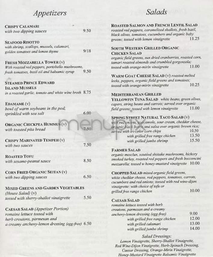 Spring Street - New York, NY menu_pic