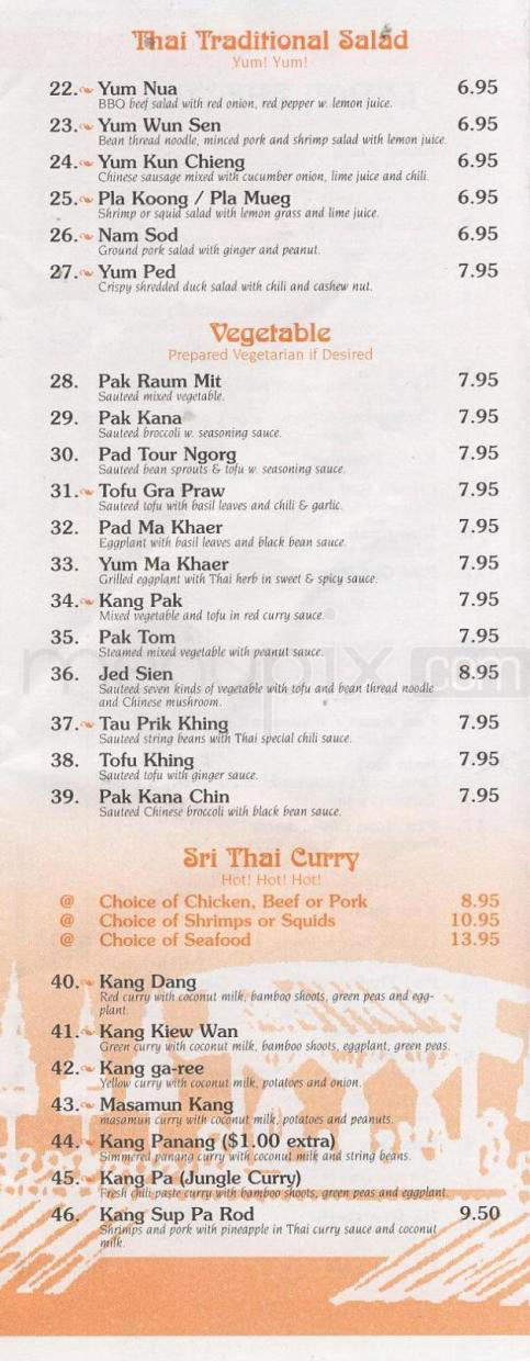Sri Thai - Hoboken, NJ menu_pic