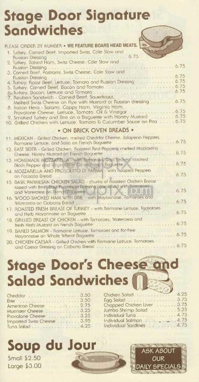 Stage Store Deli - New York, NY menu_pic
