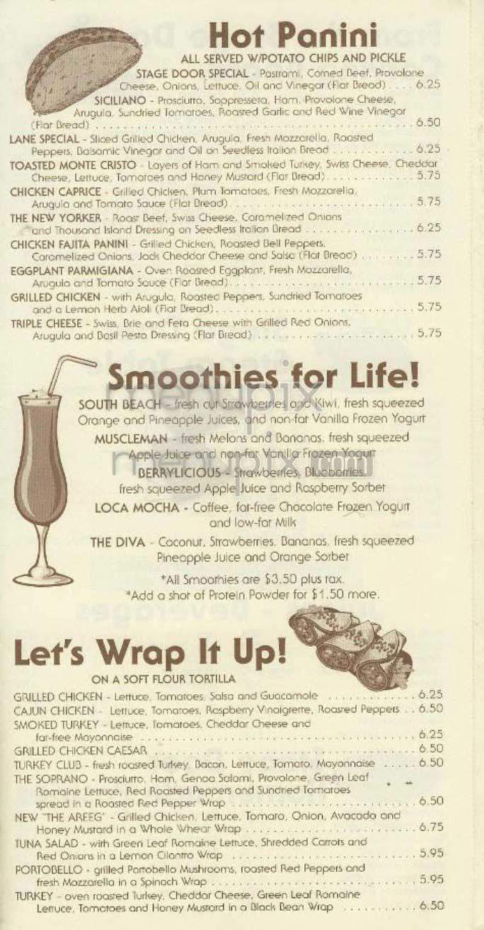 Stage Store Deli - New York, NY menu_pic