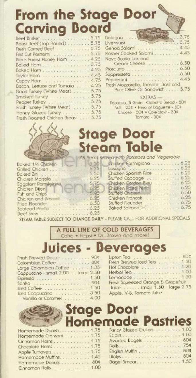 Stage Store Deli - New York, NY menu_pic