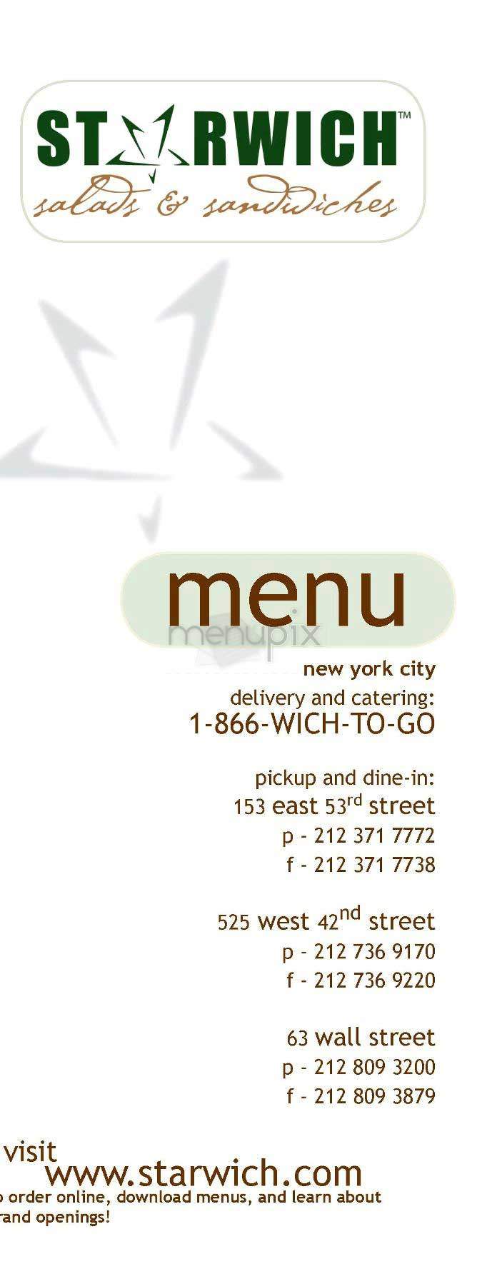 Starwich - New York, NY menu_pic