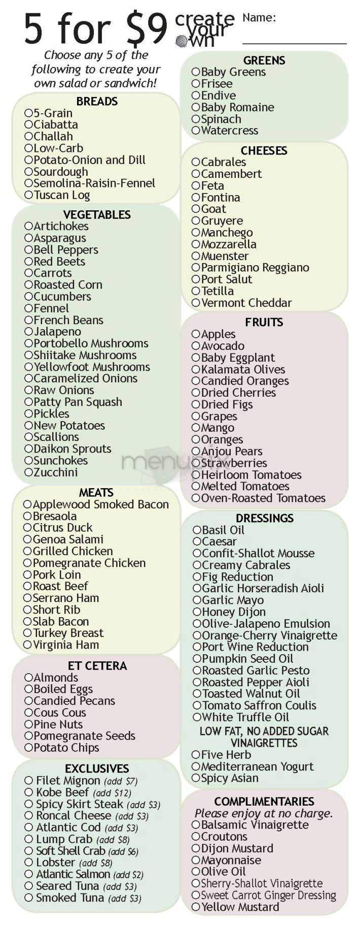 Starwich - New York, NY menu_pic