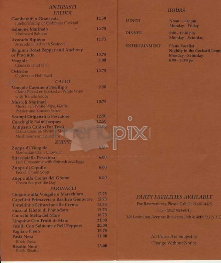 Stella Del Mare - New York, NY menu_pic
