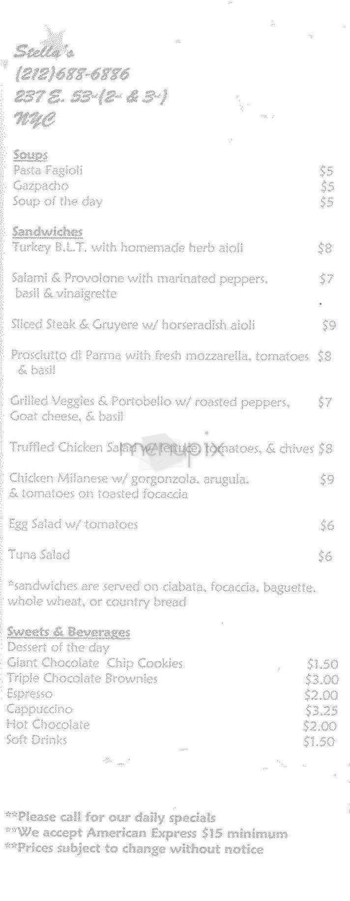 Stella - New York, NY menu_pic