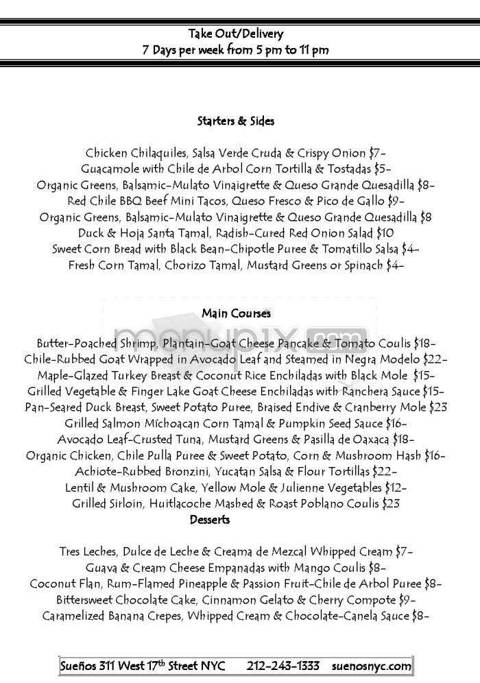 Suenos - New York, NY menu_pic