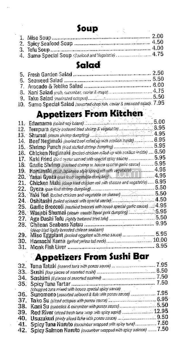 Sumo Sushi - New York, NY menu_pic