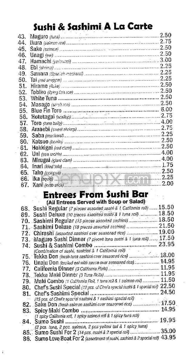 Sumo Sushi - New York, NY menu_pic